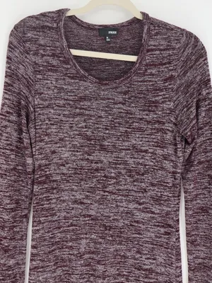 Wilfred Free Aritzia Dress Medoum Burgundy Marled Long Sleeve Scoop Neck Stretch thumbnail 2