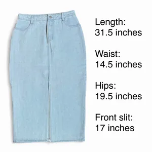 Le Lis Collection Light Wash Denim Midi Skirt with Front Slit - Size S thumbnail 3