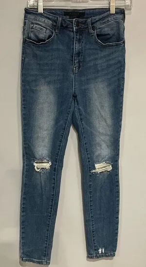 Risen Dark Wash High Rise Distressed Skinny Jeans Size 5/27 rdp1209 #780 thumbnail 1