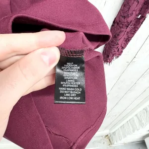 Lulus Dress Women Sz XS Plum Laced Swooner Later Plunge Long Sleeve Lace Mini‎ thumbnail 3