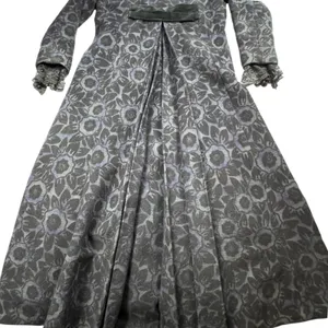 Custom Black Jacquard Long Coat Womens Medium Goth Wool Maxi Overcoat Witchy VTG thumbnail 7