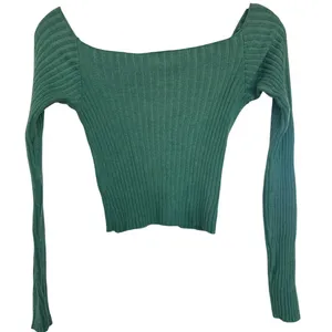 Free People Madeline Green Ribbed Long Sleeve Off The Shoulder Sweater Size S thumbnail 4