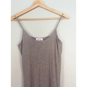 Goldie Lewinter Womens Ribbed Modal Midi Slip Dress Taupe Brown Size‎ M thumbnail 2