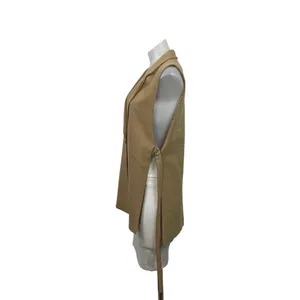 Zara Women's Tan Notch Lapel Sleeveless Side Tie Vest Blazer Coat Jacket Size XS thumbnail 2