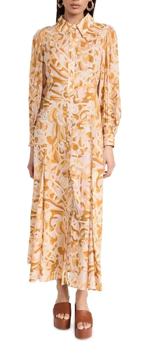 RIXO Georgina Midi Shirt Dress in Feather Twist thumbnail 1