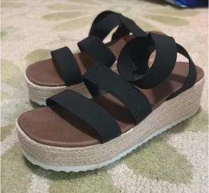 Black Platform Wedge Sandals Size 7.5 thumbnail 1