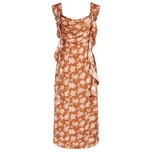 Nordstrom NWT Cider Woven Cowl Floral Ruffle Hem Maxi Dress Sz 6 thumbnail 6