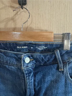 Women’s Old Navy High Rise Vintage Slim Straight-Leg Dark Blue Jeans Size 16 thumbnail 2