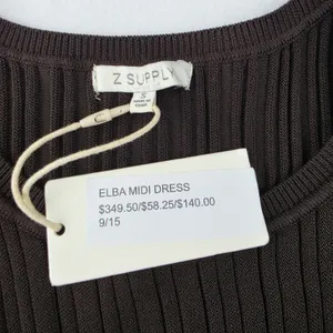 Z SUPPLY NWT Elba Midi Dress Brown Ribbed Knit Sleeveless Crew Neck Small thumbnail 5
