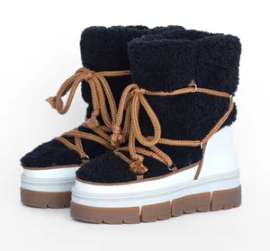 La Mondiale Zermatt Sheepskin Après-Ski Boots Black Size 36 NWT thumbnail 1