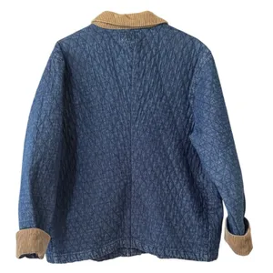 VTG HAIK’S Quilted Denim Jacket 2X USA Floral Patch Corduroy Collar Americana thumbnail 2