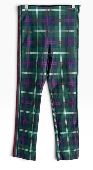 Gretchen Scott Gripeless Pull On Slim Fit Pants Green Tartan Plaid Size Small thumbnail 1
