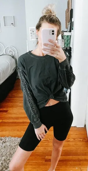 Hollister Garment-Dye Lace Boyfriend T-Shirt thumbnail 6