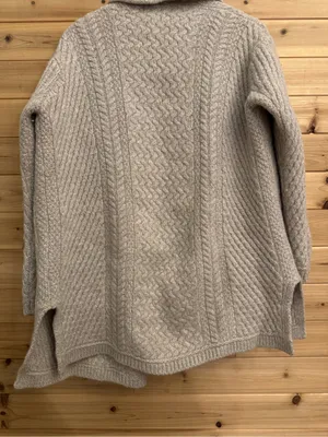 Aran Crafts XL Cream Merino Wool Cable Knit Open Front Cardigan Ireland Cozy thumbnail 10