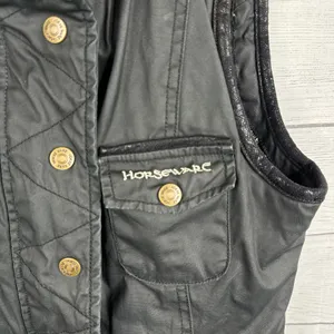 Horseware Ireland Womens size XS Waxed Canvas Leather Trim Quilted Barn Vest thumbnail 5