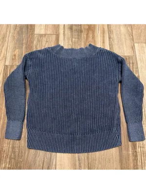 Aerie Women’s Chunky Knit Pullover Sweater Blue Boho V Neck Cozy thumbnail 3