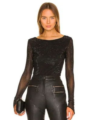 Revolve black Rhinestone Top thumbnail 1