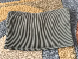 Abercrombie & Fitch Olive Green Strapless Bandeau Swim Bikini Top Un-Padded S thumbnail 1