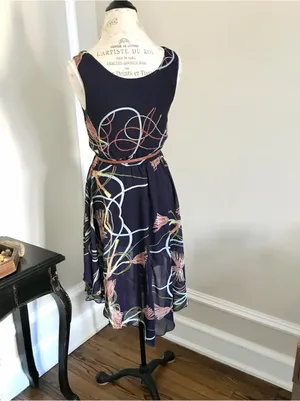 Hot & Delicious Navy Multicolor ‘Show me the Ropes’ Print Dress Sz S/M thumbnail 3