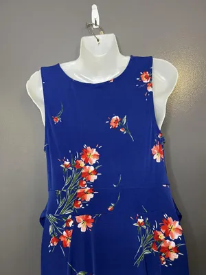 Torrid Dress Sz 00 (Med) Blue Floral V Neck Hi Low Maxi Fit & Flare Sundress thumbnail 8