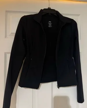 FANCY FIT FLOW FRONT ZIP JACKET- Black thumbnail 1