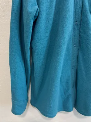 L.L. Bean Women L Large Fleece Button Front Shirt Jacket Blue Pocket Shacket thumbnail 5