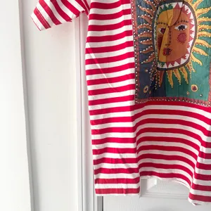 I AM Vintage Red White Stripe Sun Moon Embroidered Beaded Cotton Y2K Small 3D thumbnail 8