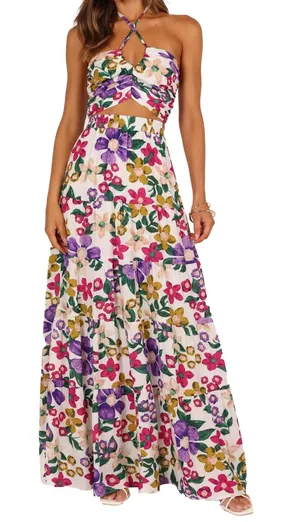 Petal & Pup Kari Halter Crop Top & Maxi Skirt, Floral, Size XL, NWOT Display thumbnail 1