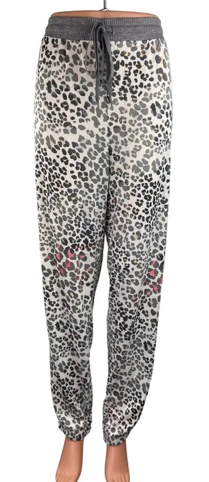 Secret Treasures Gray Leopard Print Elastic Waist Drawstring Lounge Pants Sz XL thumbnail 1
