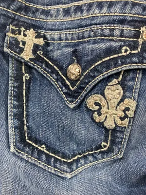 Miss Me Boot JP5369B Jeans Women’s Bootcut Rhinestone Fleur De Lis Y2K 28x33 thumbnail 6