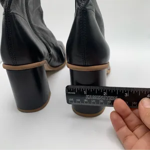 Free People Sienna Ankle Boot black leather heel square toe size 37 6-6.5 1516 thumbnail 6