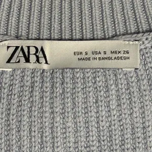 Zara Womens Small‎ Light Blue Ribbed Knit V-Neck Sleeveless Sweater Vest Top thumbnail 4