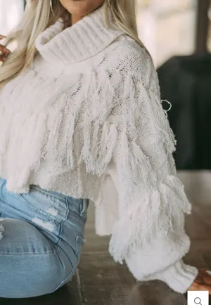 These Three Shaggy Turtle Neck Crop Sweater  thumbnail 3