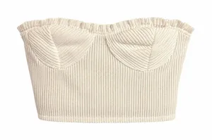 Kirious Los Angeles XL white Ribbed Knit Strapless Bustier Crop Top thumbnail 1
