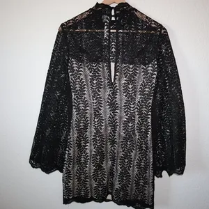 Keepsake the label Uptown black Lace mock neck Whimsigoth grunge dress XS thumbnail 4