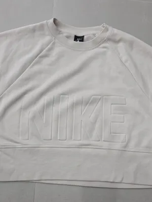 New Nike Women's Cream Crewneck Sweatshirt with Embossed Logo Size S thumbnail 5
