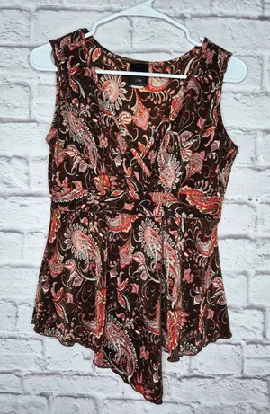 Vtg Y2K JTB Paisley Micro Pleat Top S Asymmetrical Hem Whimsigoth Fairycore thumbnail 1