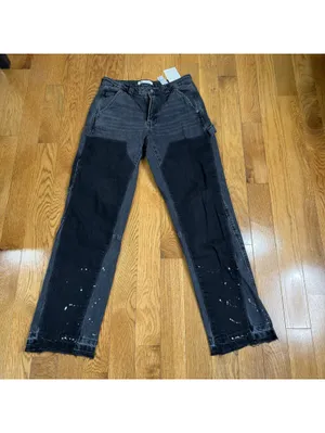 Size 30 US Men’s Zara Carpenter Utility Jeans Gray Black Paint Splatter thumbnail 5
