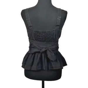 Mare Mare x Anthropologie Black Peplum Cami Top Womens XS Wrap Waist‎ Faded Y2K thumbnail 4