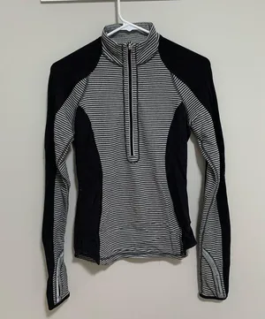 Black and White Stripe Zip U-Turn Lululemon Quarter Zip thumbnail 7