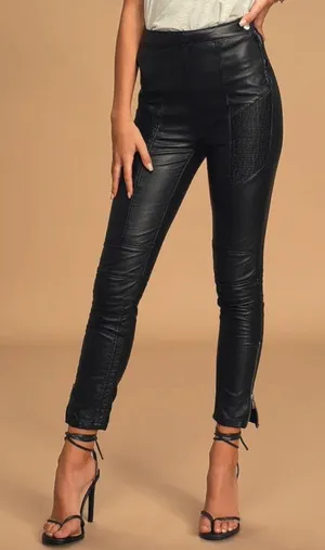 Free People Kaelin Vegan Leather Pants Biker Moto Edgy Punk High Waist Leggings thumbnail 1
