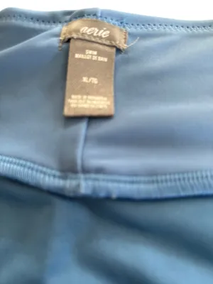 Aerie 2PC Triangle Waffle Weave Bikini Top High Waisted Bottom Sz XL/16 Blue thumbnail 5