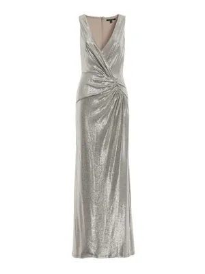 Lauren Ralph Lauren Gold Metallic Evening Gown / Arlenis metallized evening dres thumbnail 3