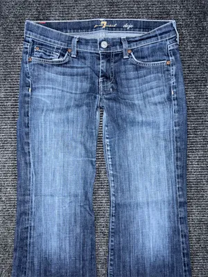 7 For All Mankind Dojo Low Rise Trouser Flare Leg Jeans 28 (30x30) USA Made flaw thumbnail 3