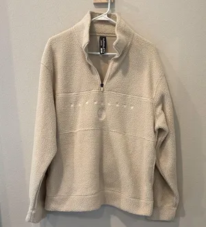 Alphalete King Quarter Zip Cream Sherpa Pullover Sweater Unisex Large thumbnail 1