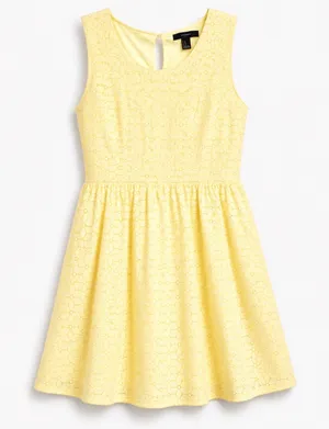 Spring Yellow Floral Lace Dress, Forever 21, Size Medium thumbnail 1