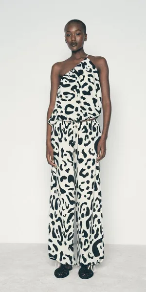 NWOT Zara White and black leopard animal print pants. Size Small thumbnail 1