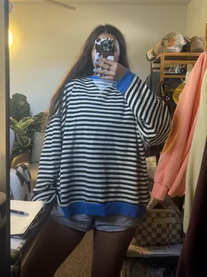 We The Free Classic Striped Oversized Crewneck Size small thumbnail 5