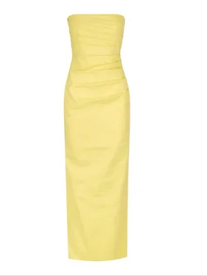 NWT Shona Joy Lani Strapless Draped Maxi Dress Lemonade Size 6 thumbnail 5