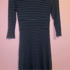 Anthropologie Maeve XS Midi Dress Blue Green Stripe 3/4 Sleeve thumbnail 9